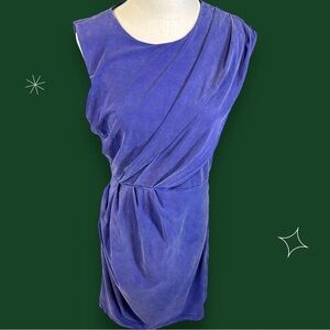 Armani Exchange Indigo Purple / Blue Gathered Shoulder & Waist Side Zip Dress M